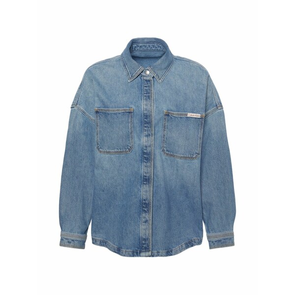 カルバンクライン レディース ティーシャツ トップス Point-collar shirt Blue