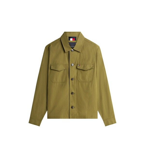 トミー ヒルフィガー メンズ 上衣＆上衣 アウター Logo-patch flap-pocket jacket Green