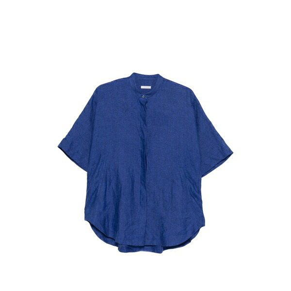 ロベルト フリードマン レディース ティーシャツ トップス Short-sleeve buttoned blouse Blue
