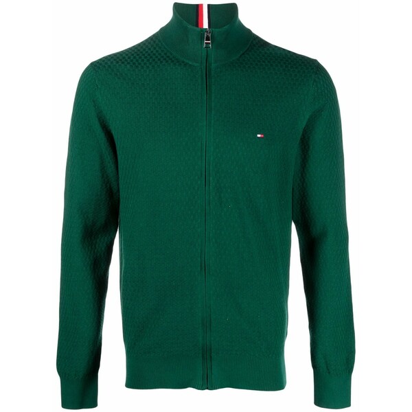 トミー ヒルフィガー メンズ パーカー・スウェットシャツ アウター Zip-through cotton jacket Green