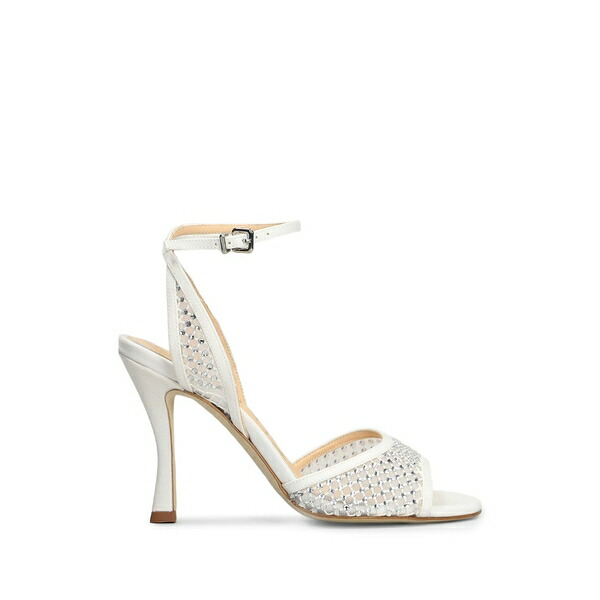 シャンタル レディース サンダル シューズ Crystal-embellished mesh-panel sandals White