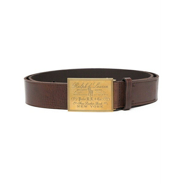 ラルフローレン メンズ 胴締め 佩び物 Polo heritage leather belt Brown