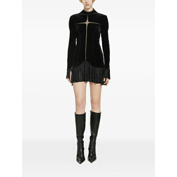 デイジー レディース 衣裳 トップス Velvet pleated-skirt mini dress Black
