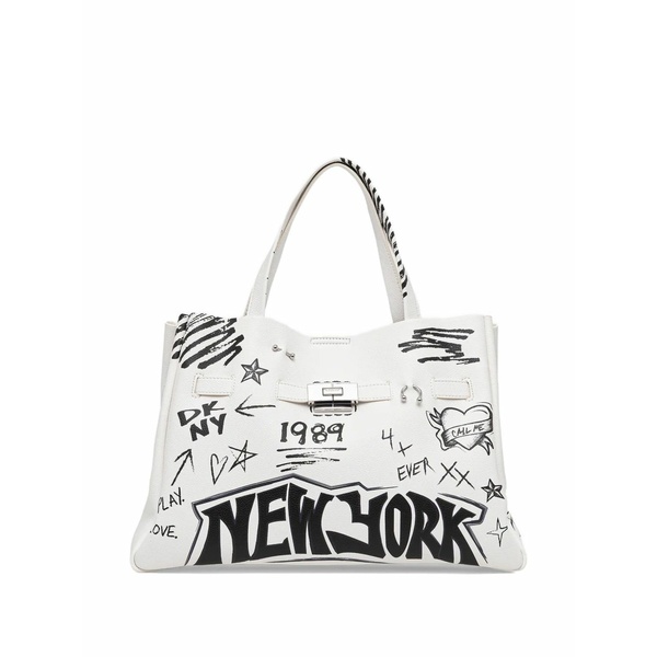 ダナ キャラン ニューヨーク州 レディース トートバッグ 御徒面子 Graffiti-print tote bag White
