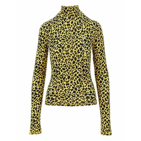 コペルニ レディース ティーシャツ トップス Leopard-print turtleneck top Yellow