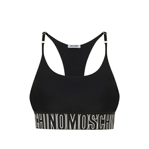 モスキーノ レディース カットソー トップス Logo-underband racerback top Black