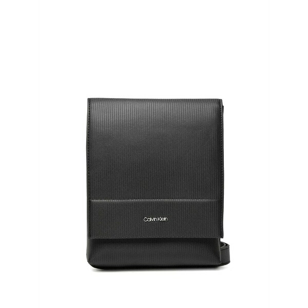 カルバンクライン メンズ ショルダーバッグ 御徒面子 Logo-detail textured-finish foldover-top shoulder bag Black