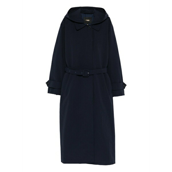 マージュ レディース 厚地の外套 アウター Logo-embossed coat Blue