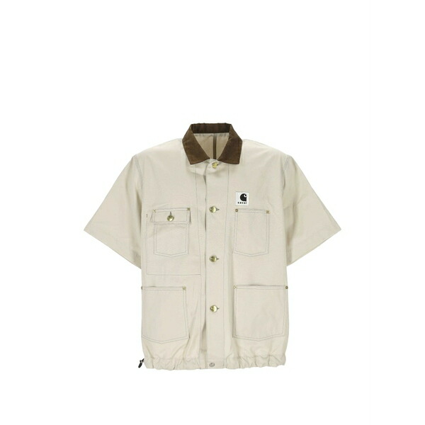 サカイ メンズ ティーシャツ トップス X carhartt wip duck corduroy-collar shirt Neutrals