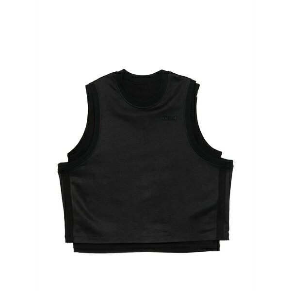 ジュン・ジー メンズ ティーシャツ トップス Layered logo-plaque vest Black