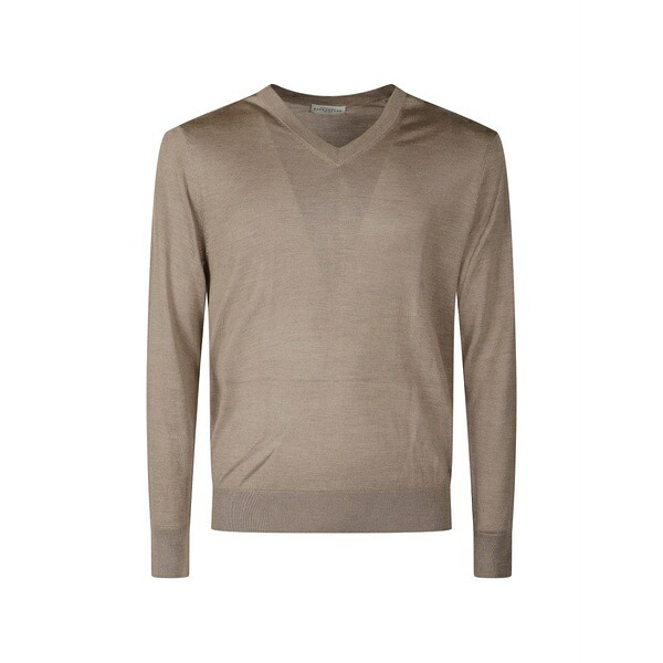 バランタイン メンズ パーカー・スウェットシャツ アウター V-neck knitted sweater Brown