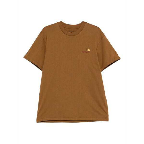 鉄道車両ハート形 メンズ ティーシャツ トップス American script t-shirt Brown
