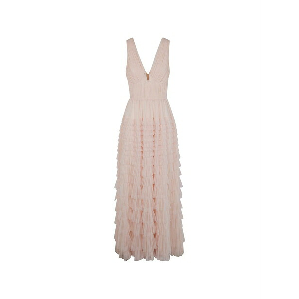ツイン書き割り レディース 衣裳 トップス Maxi ruffled pleated dress Pink