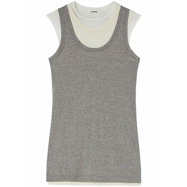 ジル・サンダー レディース カットソー トップス Layered cotton tank top Grey