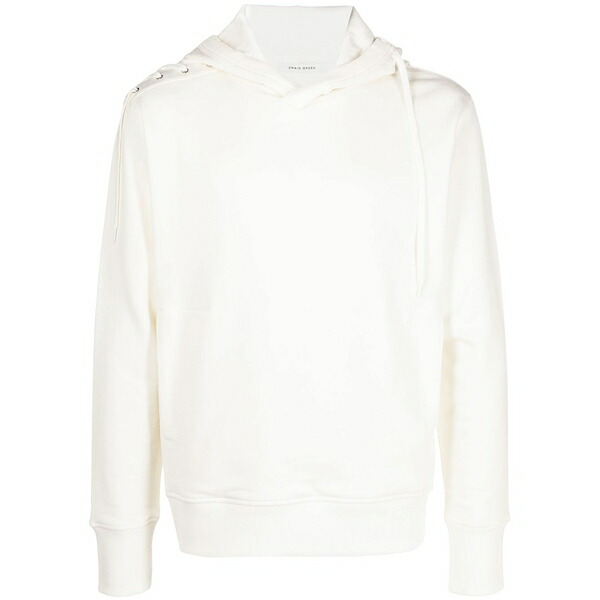 クレイグ緑であること メンズ パーカー・スウェットシャツ アウター Lace-up detail hoodie  White