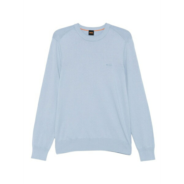 主任者 メンズ 編み物\u0026プルオーバー アウター Crew-neck logo sweater Blue