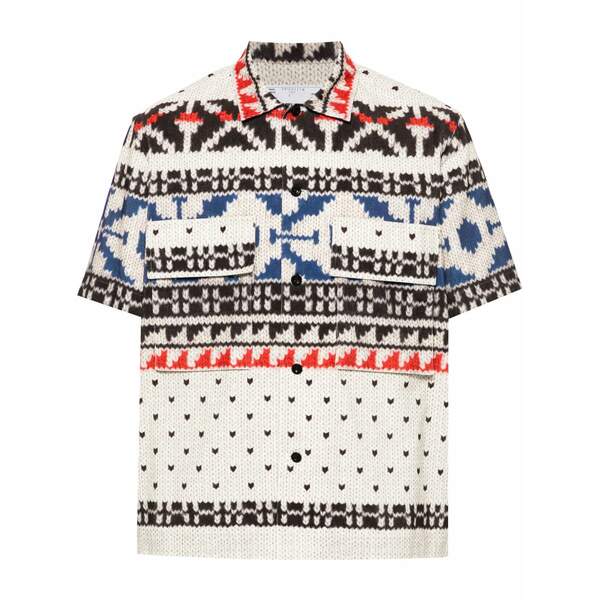 サカイ メンズ プルオーバー トップス Abstract-pattern shirt Black