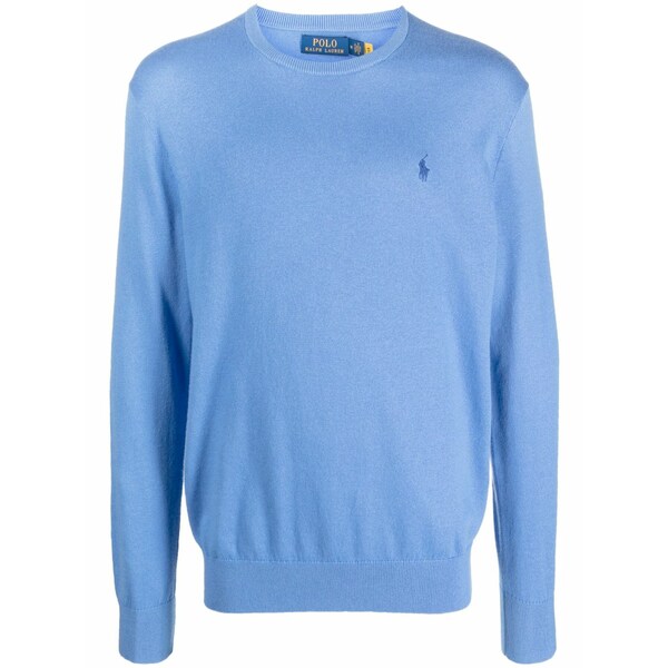 ラルフローレン メンズ 編み物\u0026プルオーバー アウター Logo-embroidered cotton-blend jumper Blue