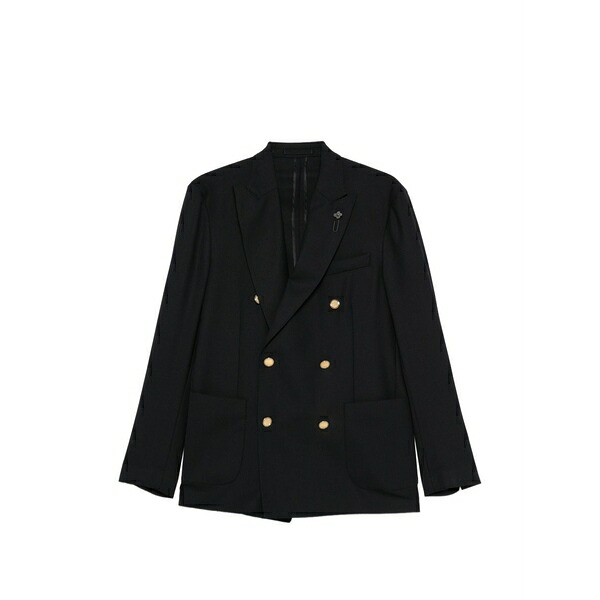 ラルディーニ メンズ 上衣＆上衣 アウター Double-breasted gold-tone blazer Black
