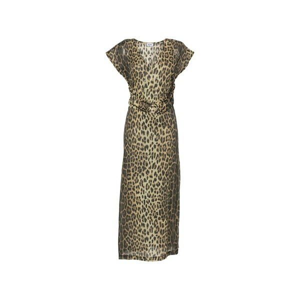 モスキーノ レディース 衣裳 トップス Leopard-print belted maxi dress Neutrals