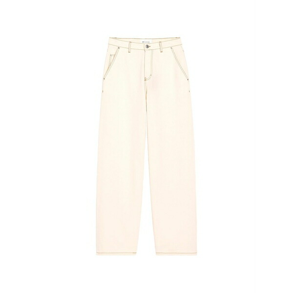 意中の女 メンズ ジーンズズボン下 ボトムス White cotton wide-fit trousers Neutrals