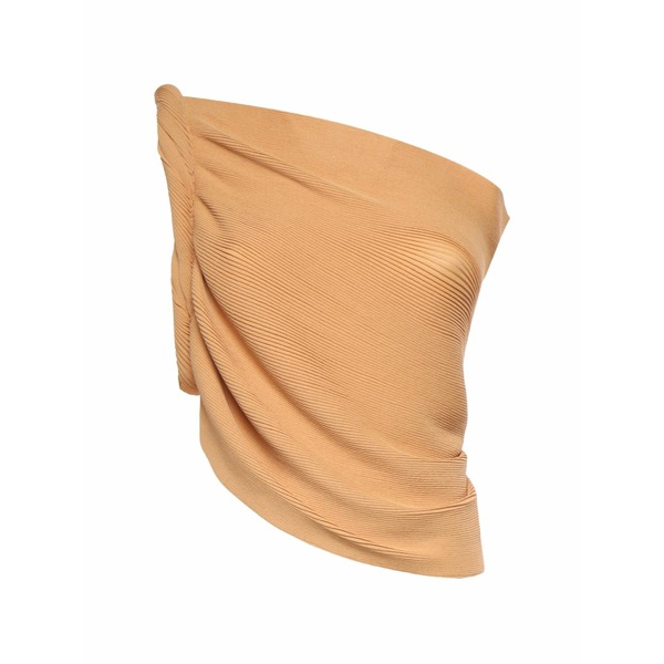 アルベルタ フェレッティ レディース カットソー トップス One-shoulder ribbed-knit top Neutrals