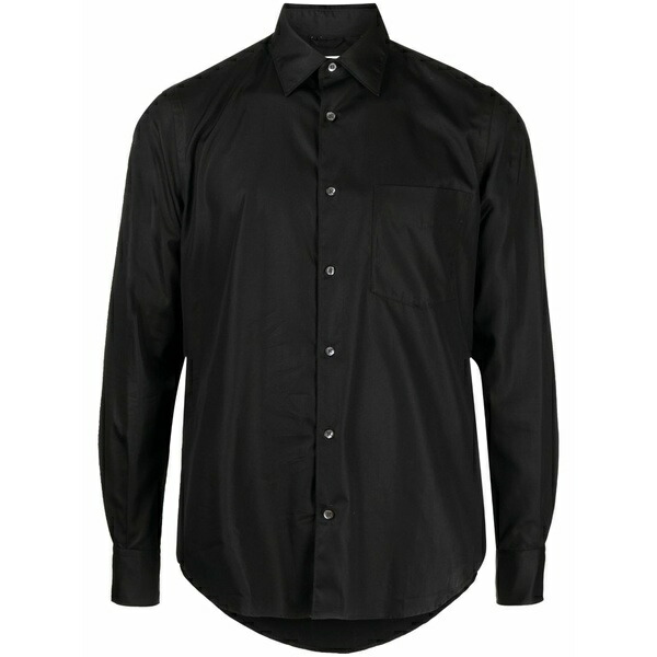 アスペジ メンズ プルオーバー トップス Slim-cut cotton shirt Black