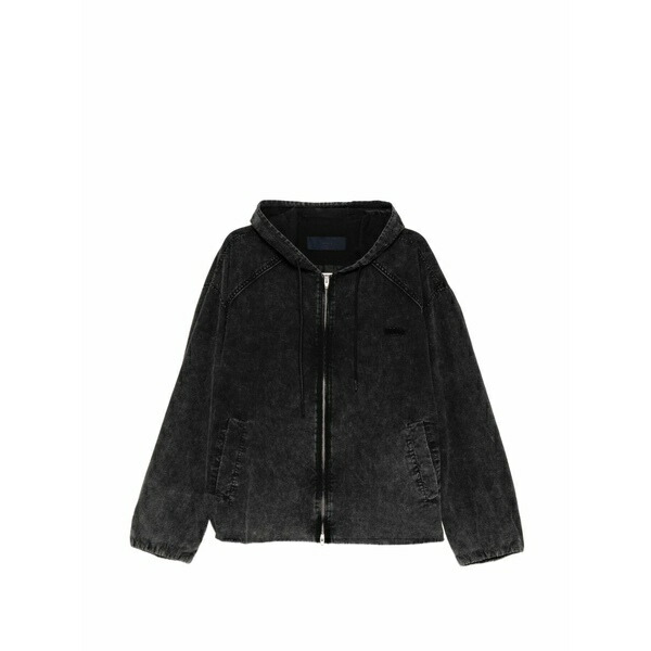ジュン・ジー メンズ 上衣＆上衣 アウター Hooded zip jacket Black