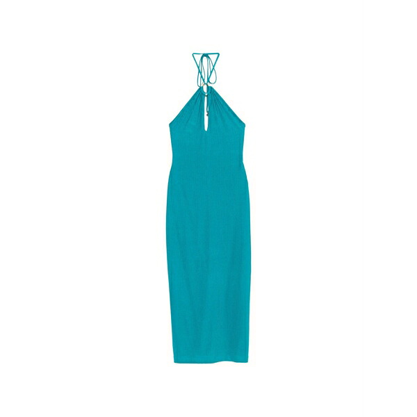 フィジコ レディース 衣裳 トップス Ribbed-knit halterneck MIDI dress Blue