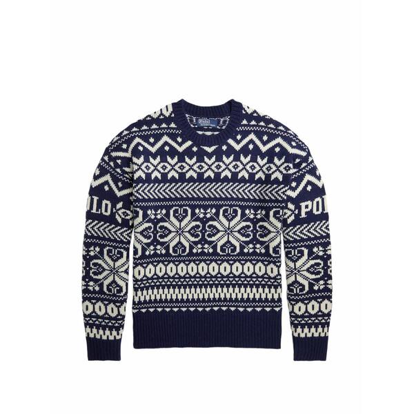 ラルフローレン メンズ 編み物\u0026スウェーター アウター Fair isle logo-intarsia sweater Blue