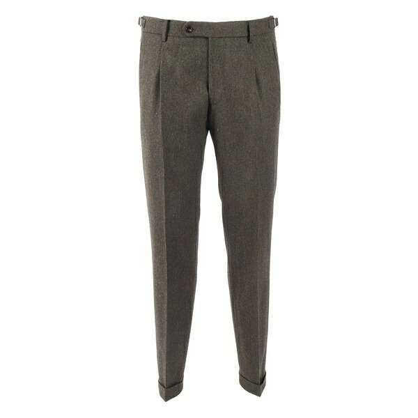 ベルウィッチ メンズ 心地好いズボン下 ボトムス Herringbone pleated tailored trousers Grey