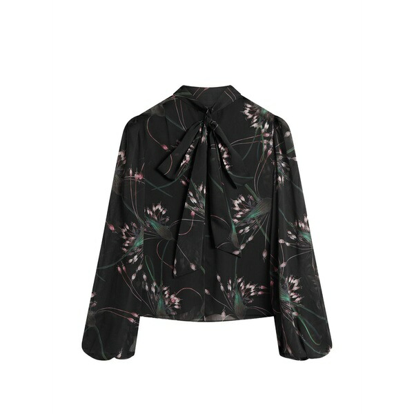 テッドベーカー レディース プルオーバー トップス Alati floral-print tie-neck blouse Black