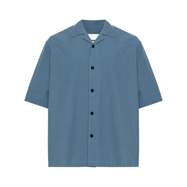 ジル・サンダー メンズ プルオーバー トップス Camp-collar cotton shirt Blue