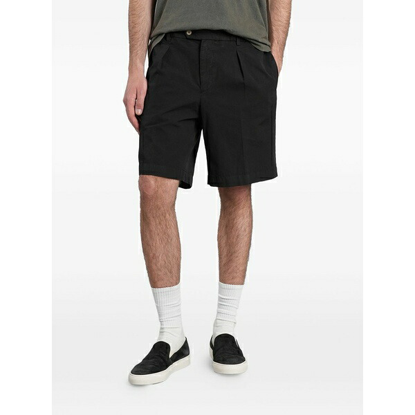 ブリ後ろ側 1949 メンズ 心地よいズボン下 ボトムス Pleated-detail flap-pocket shorts Black