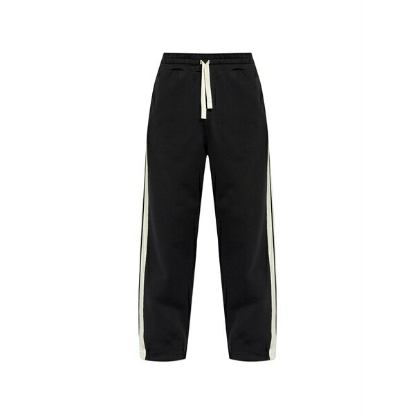 パーム・エンジェルス メンズ カジュアルパンツ ボトムス Side-stripe logo-print wide-leg cotton track pants Black｜asty