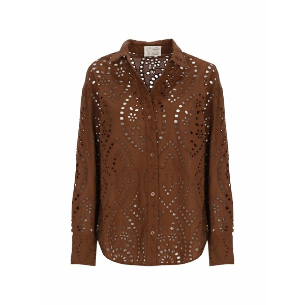 エムシーツーセイントバース レディース プルオーバー トップス Cristal broderie-anglaise button-up shirt Brown