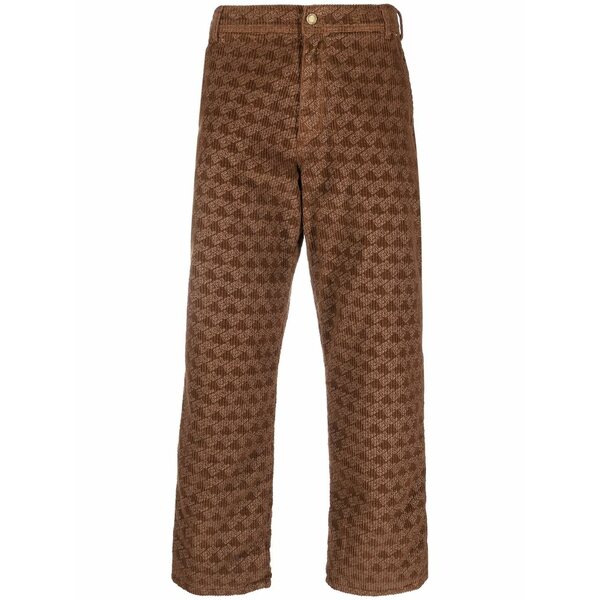 エアル メンズ 心地好いズボン下 ボトムス Graphic-print corduroy trousers  Brown