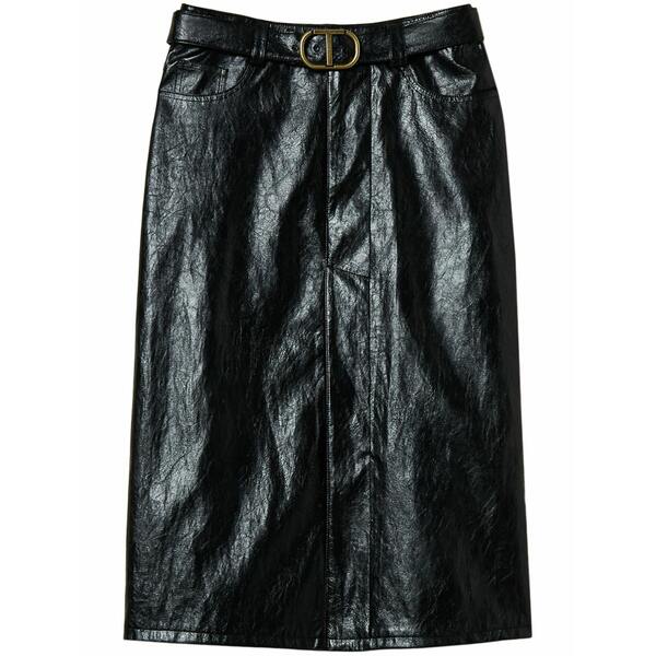 ツイン書き割り レディース スコート ボトムス Logo-plaque MIDI skirt  Black