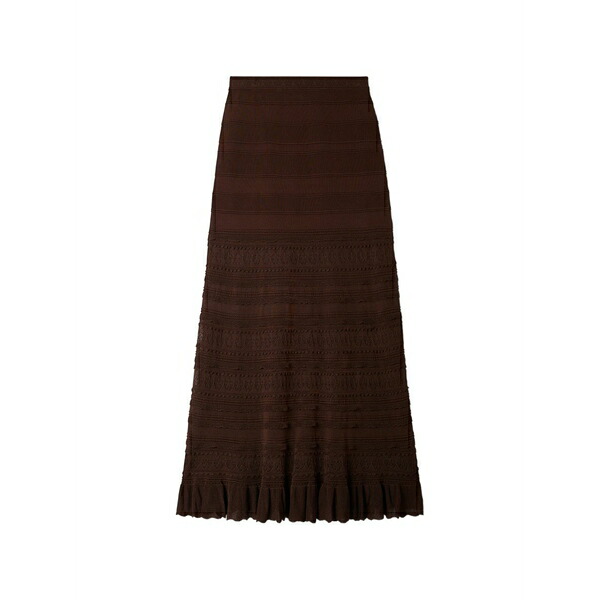 砂子ロ レディース スコート ボトムス Ruffled knitted maxi skirt Brown