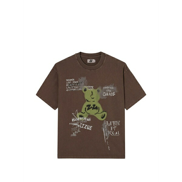 イズエ メンズ ティーシャツ トップス Graphic-print cotton t-shirt Brown