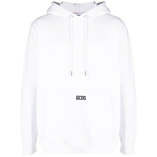 ジーシーディーエス メンズ パーカー・スウェットシャツ アウター Logo-print cotton hoodie White