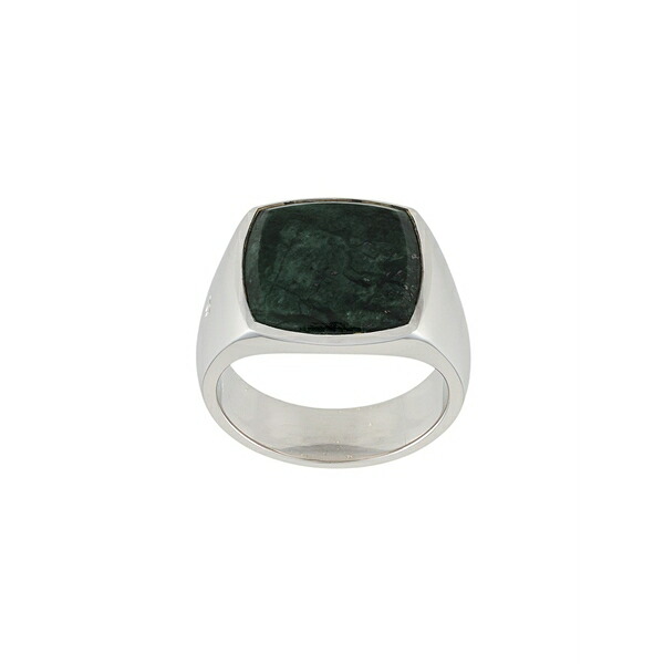 トム木材 メンズ 輪っか 添え物 Cushion marble signet ring Silver