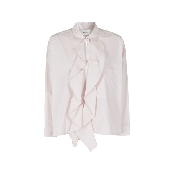 メイメイジェイ レディース プルオーバー トップス Ruffled-detail long-sleeve shirt Pink