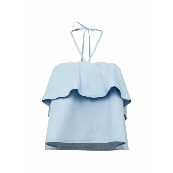 素っ気ない唐きび レディース プルオーバー トップス Ruffled halterneck blouse Blue