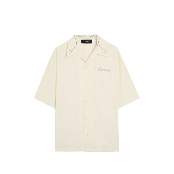 アミリ メンズ ティーシャツ トップス Embellished camp shirt Neutrals