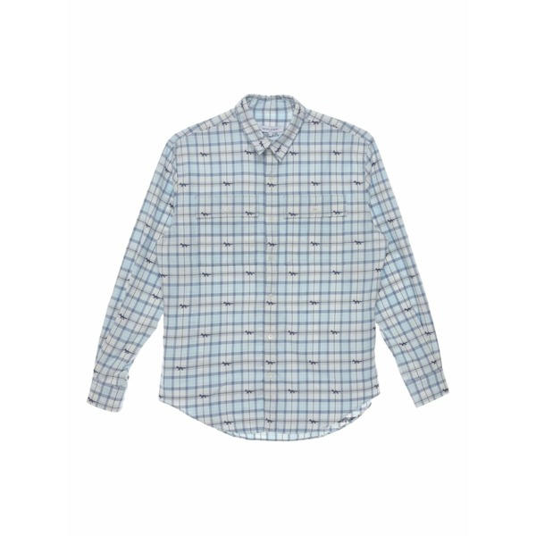 棲み家 稲荷 メンズ ティーシャツ トップス Check-print long-sleeve shirt Blue