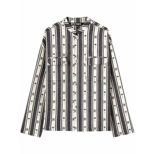 パーム・エンジェルス メンズ 上衣＆上衣 アウター Monogram-print striped overshirt Black