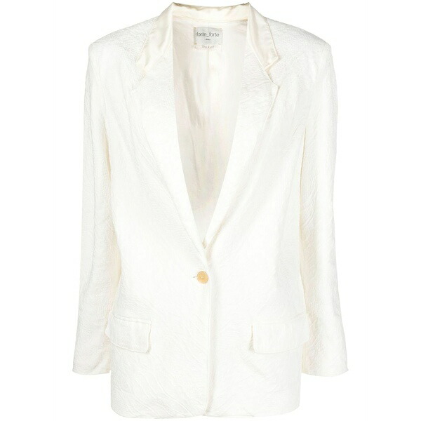 フォルテ フォルテ レディース 上衣＆上衣 アウター Single-breasted linen blazer  White