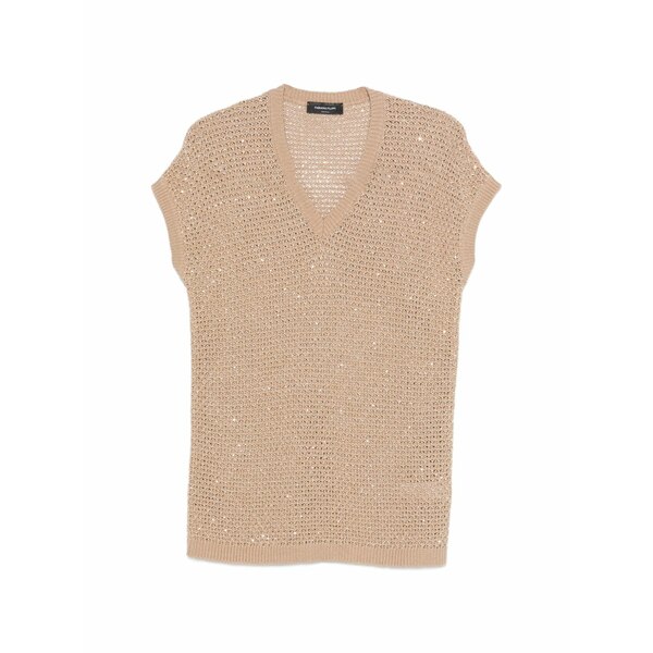 ファビアナ フィリッピ レディース カットソー トップス Sequin-embellished v-neck vest Neutrals