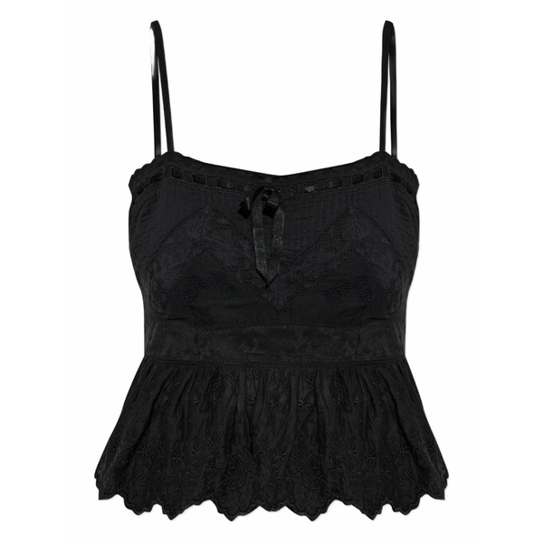 ラブスハックファンシー レディース プルオーバー トップス Embroidered ruffled top Black